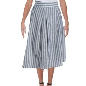Max Studio Cotton Linen Blue & White Stripped High Low Skirt SZ S Summer Boho